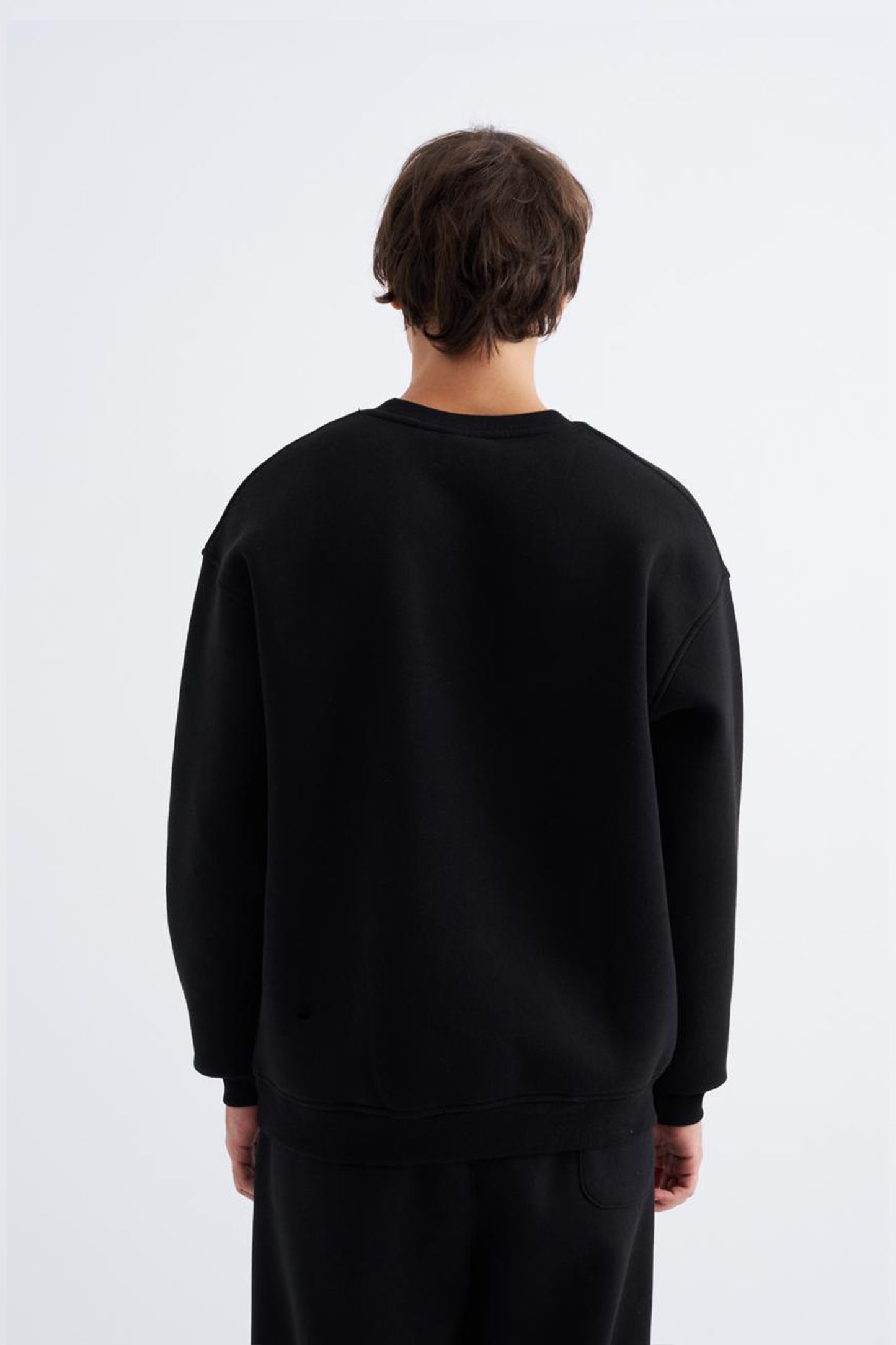 Oversize Basic Siyah Sweatshirt