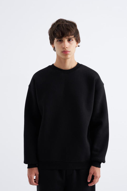 Oversize Basic Siyah Sweatshirt