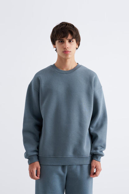 Oversize Basic Mavi Sweatshirt