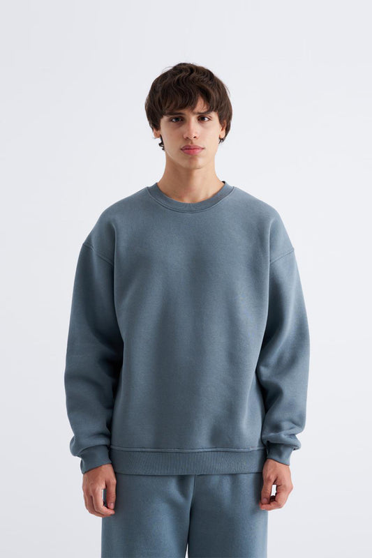 Oversize Basic Mavi Sweatshirt