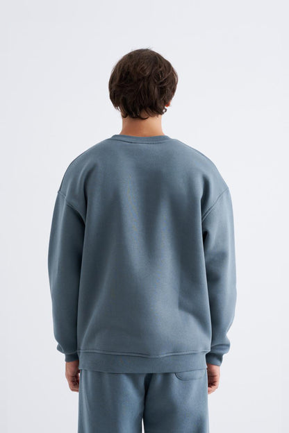 Oversize Basic Mavi Sweatshirt