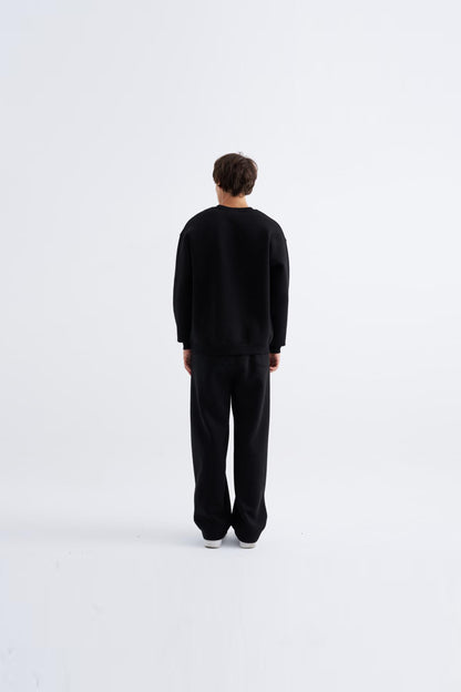 Oversize Basic Siyah Sweatshirt