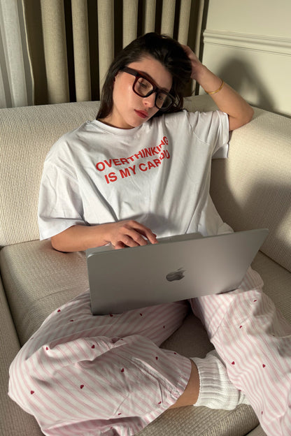 Overthinking Is My Cardio T-shirt Beyaz