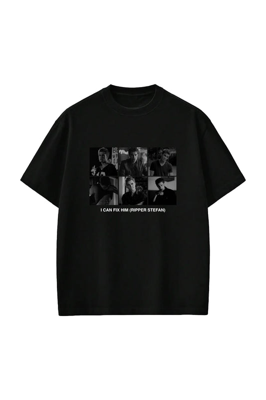 Fix Him Stefan Salvatore T-shirt Siyah